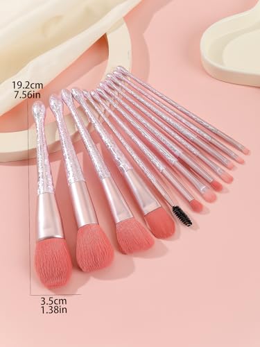 BRUSH ARTIST 12 PCs Premium Synthetic Pink Makeup Brush Set with Makeup Bag Face Powder Brush, Contour Brush, Blush Brush,...