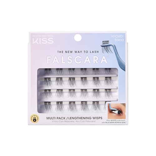 KISS Falscara DIY Eyelash Extension Lengthening Wisps - Featherlight Synthetic Reusable Artificial Eyelashes Multipack of ...