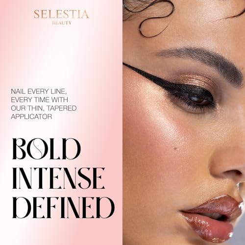 SELESTIA BEAUTY Black Liquid Eyeliner Pencil Queen Cobra – Long-Lasting – Quick-Drying, No Flaking – Thin Applicator & Int...