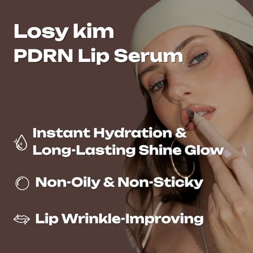 Losy Kim PDRN Tinted Lip Serum – High Gloss Ultra Hydrating Natural Glow, Non-Sticky Volumizing Color Glaze with Long-Last...