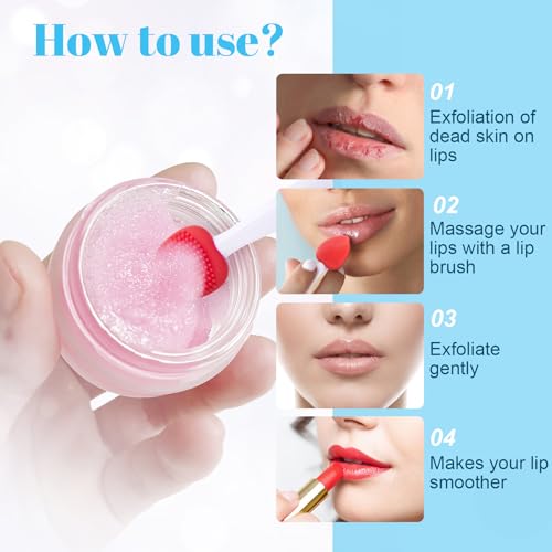 Winsyison 4pcs Silicone Lip Scrub Brush, Double-Sided Lip Exfoliator Brush for Dark Lips, Heart Shape Lip Scrubber Tool fo...