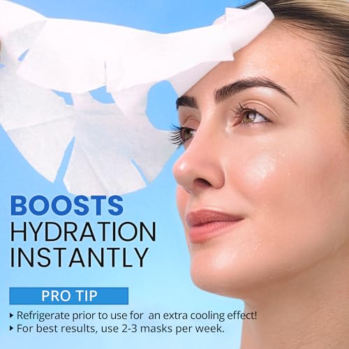 Ebanel 10 Pack Collagen Face Mask with Hyaluronic Acid, Vitamin C, Peptide, Aloe, Instant Brightening Hydrating Face Masks...