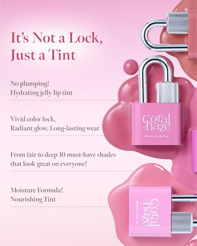 CORALHAZE Glow Lock Jelly Tint 102 Candy, Hydrating Water Glow Lip Stain, Non-Sticky Juicy Gloss, Long Lasting Glass Shine...
