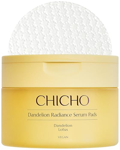 CHICHO Dandelion Radiance Serum Pads (90 Pads) – Jumbo 8cm Quick Mask Toner Pads – 80.2% Dandelion Biome + Lotus, Vegan pH...