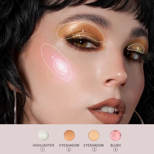 FREEORR Best Baked Makeup Palette with Bronzer, Highlighter, Blush and Eyeshadow, Smooth Velvet Highly Pigmented, Long Las...