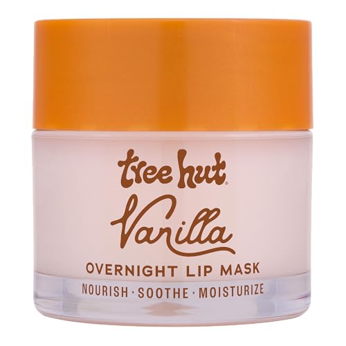 Tree Hut Vanilla Overnight Lip Mask, Deeply Hydrating Leave-On Treatment for Soft Lips, Self Care Essential, 6 oz