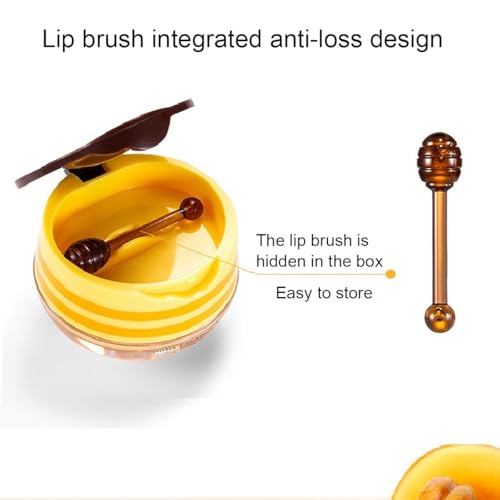 4 PCS Bee Lip Balm Honey Pot,Propolis Lip Mask Moisturizing,Reduces Lip Lines,Sleeping Lip Balm Prevention Dry and Cracke...
