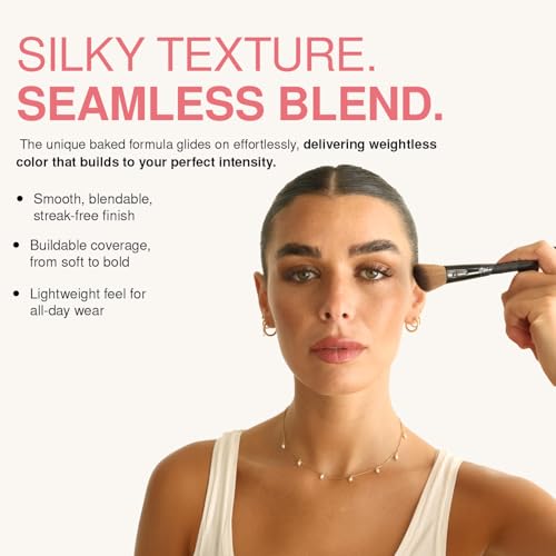 Palladio Baked Blush, Highly Pigmented Shimmery Formula, Easy to Blend & Highly Buildable, Apply Dry for a Natural Glow or...