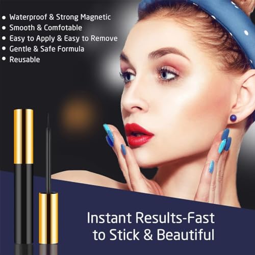 Magnetic Eyelashes with Magnetic Eyeliner Kit -10 Pairs Upgraded 3D 5D Magnetic Eyelashes Kit with Tweezers & 2 Tubes of M...