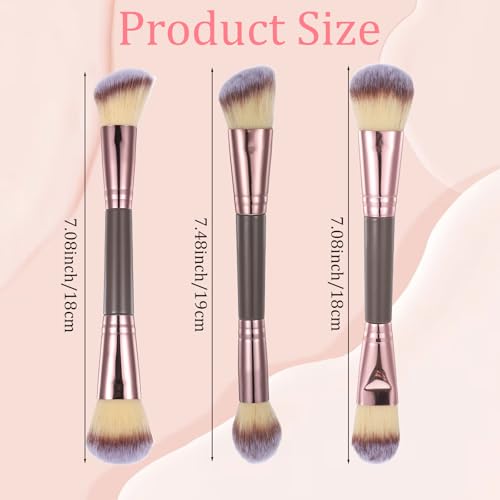 3PCS Foundation Makeup Brush, 2-in-1 Dual-Ended Makeup Brush Foundation Brushes and Concealer Brushes Application of Conto...