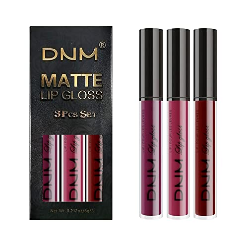 AMY'S DIARY 3Pcs Dark Red Purple Matte Liquid Lipstick Sets, Matte Lipstick Lip Stain Long Lasting 24 Waterproof Lip Gloss...