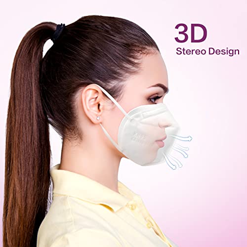 Miuphro KN95 Disposable Face Mask 25 Pack 5-Ply Breathable Safety Masks Against PM2.5, Disposable Respirator Protection Ma...