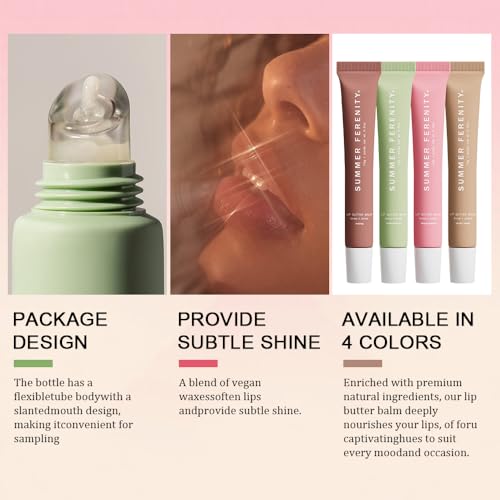 Summer Lip Butter Balm - Conditioning Lip Mask,Ultra-Hydrating,Instant Moisture, Shine,Hydration - Sheer-Tinted,Soothing L...
