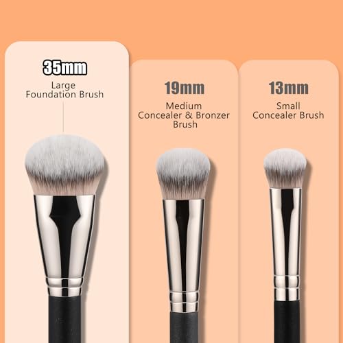 TEOYALL Flat Angled Foundation Brush, Large Dense Synthetic Bristles Kabuki Brush for Base Makeup with Liquid Cream Powder