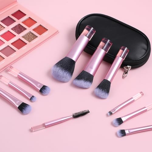 10 Pcs Travel Makeup Brush Set Mini Makeup Brushes Travel Size With Pack Portable Small Eyeshadow Eye Lipstick Foundation ...