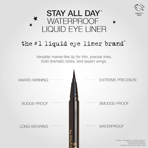 stila Waterproof Liquid Eye Liner, Stay All Day Makeup with Fine Brush Tip Lasting Satin Finish, Smudge-Proof & Transfer-R...
