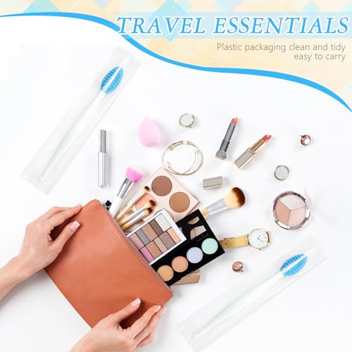 Patelai 30 Pcs Lip Scrubber Exfoliator Double-sided Lip Scrub Brush Silicone Plumper Tool with Container Soft Nose Clean A...