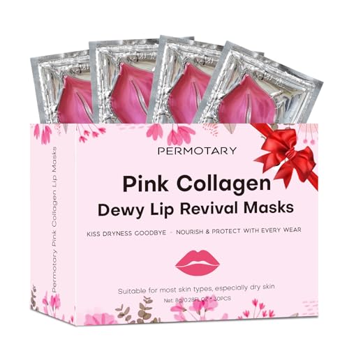 Permotary 30 PCS Moisturizing Collagen Lip Mask Crystal Mouth Care Pads Mask for Moisturizing & Reducing Chapped, Smoothin...