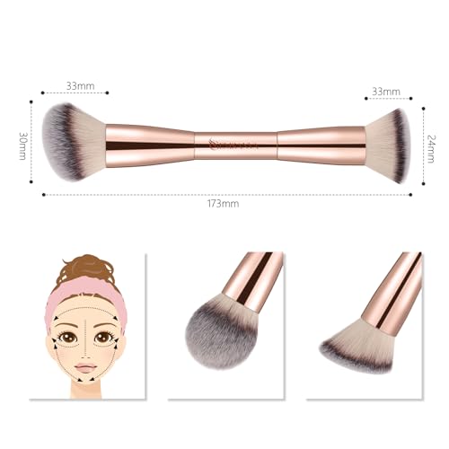 GEMSANVA Foundation Brush & Concealer Brush - Multi-Use Dual Ended Makeup Contour Brush for Cream, Liquid, Powder