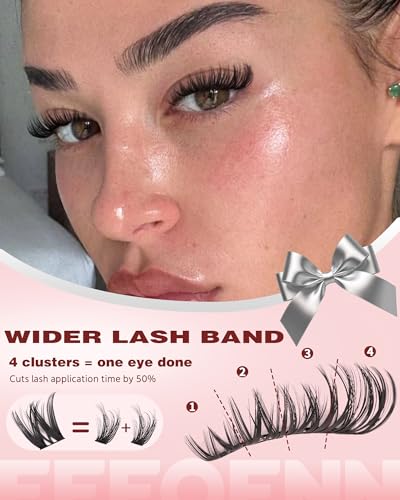 Lash Clusters Wispy Eyelash Clusters 10-14mm Individual Lashes Natural Wet Cluster Eyelash Extensions C Curl Lashes Cluste...