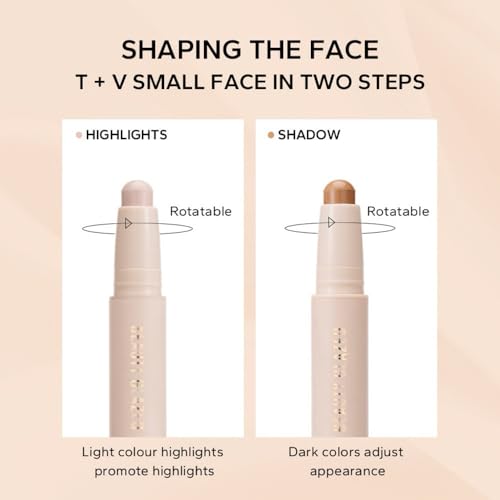 Double Head Contour Stick, Highlight & Contour Bronzer Stick, Durable And Waterproof Contouring Stick Set, Facial Makeup ...