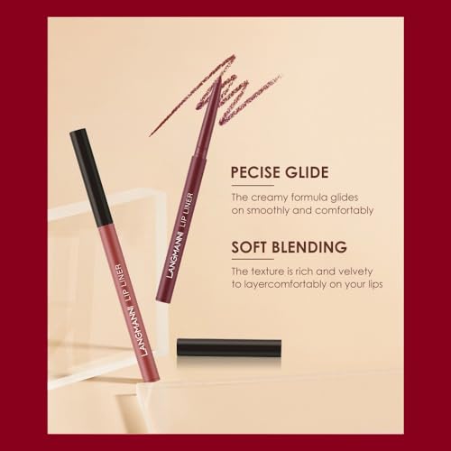 LANGMANNI 6 Matte Lipstick with 6 Lipliners Durable Makeup Set,Long-Lasting Non-Stick Cup Not Fade Waterproof Pigmented Ve...