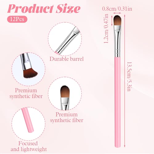 12 Pcs Flat Small Concealer Brush Under Eye Flat Makeup Brushes for Concealing Small Imperfection Blending Setting Buffing...
