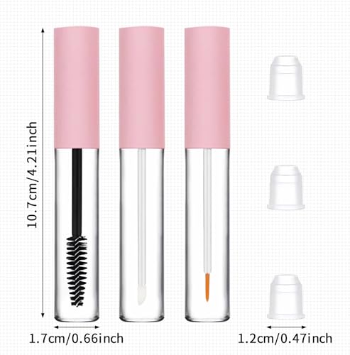 uadbau 3 Pack 10ml Clear Mascara Tube with Wand, Empty Eyeliner Tube and Empty Lip Gloss Tubes, Premium Eyelash Cream Cont...