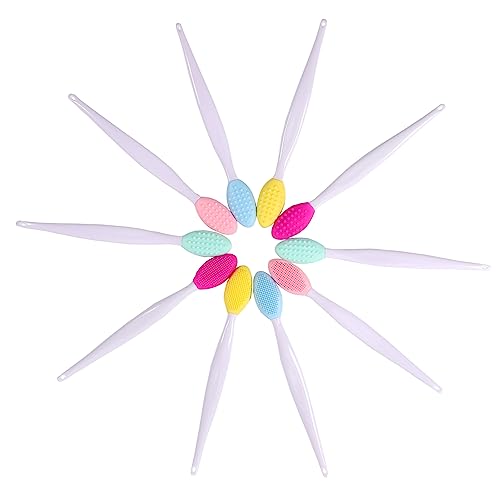 10pcs Silicone Scrub Lip Brush, Double Side Lip Exfoliating, Nose Clean Blackhead Removal Brushes With Lip Exfoliator Scru...