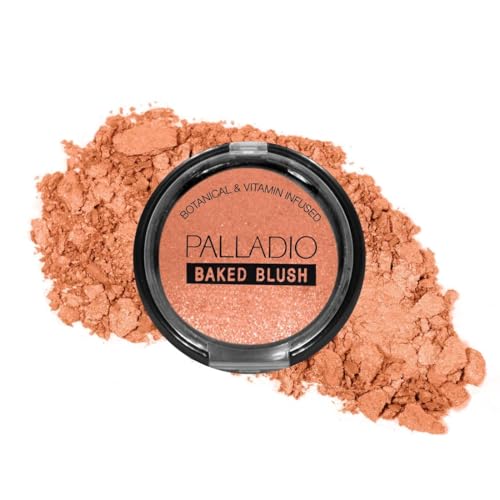 Palladio Baked Blush, Highly Pigmented Shimmery Formula, Easy to Blend & Highly Buildable, Apply Dry for a Natural Glow or...