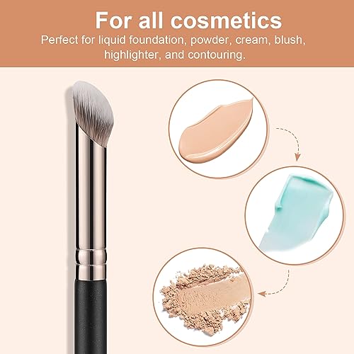 TEOYALL Contour Conceal Brush Set, 3PCS Angled Synthetic Under Eye Concealer Brush for Blending Setting Buffing with Liqui...