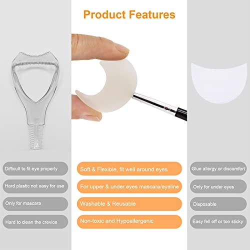 2 Pcs Lash Shield For Applying Lashes, Mascara Guard Shields, Reusable Eyelash Shields Guard, Under Eye Guards for Mascar...