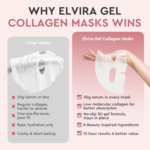 Elvira Bio-Collagen Real Deep Mask, Overnight Hydrating Face Mask with Hyaluronic Acid, Korean Skincare Face Mask for Mois...