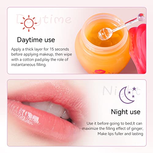 Ginger Lip Mask Magical Lip Plumper, Lip Plumping Balm with Beeswax and Vitamin E, DEROL Lip Plumper, Day&Night Use Lip En...