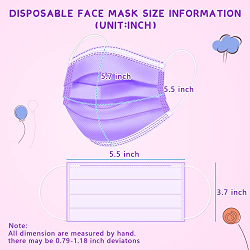 Rasav Kids Disposable Face Masks 100Pcs,3 Ply Kids Masks Disposable Breathable Colorful Cute Face masks for Children, Girl...