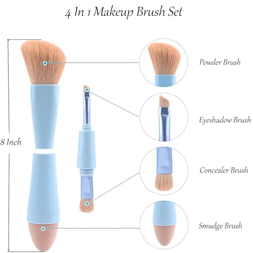Bling Toman 4-in-1 Makeup Brush,Makeup Sponge,Blush Blending,Eyeshadow,Eyebrow&Liner Lip Face Foundation All-in-One Brushe...