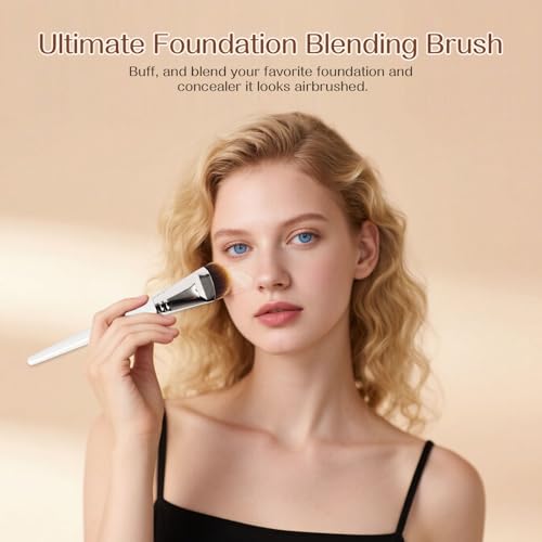SEINGTOOM Foundation Brush, Flat Tongue-shaped Makeup Brush, Soft Synthetic Bristles for Liquid & Cream Foundation, Concea...