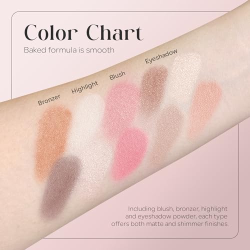 10 Color The Best of the Baked Makeup Palette, Full Size 4-in-1 Baked Powder Palette with Blush, Highlighters, Bronzer and...