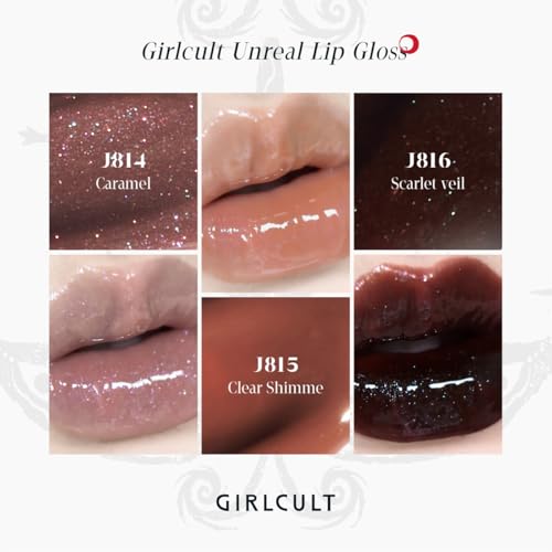 GIRLCULT Glass Shine Lip Gloss, Lightweight Hydrating Lip Oil, Jelly Texture, Long Lasting Non Sticky Lip Stain, Plumping ...