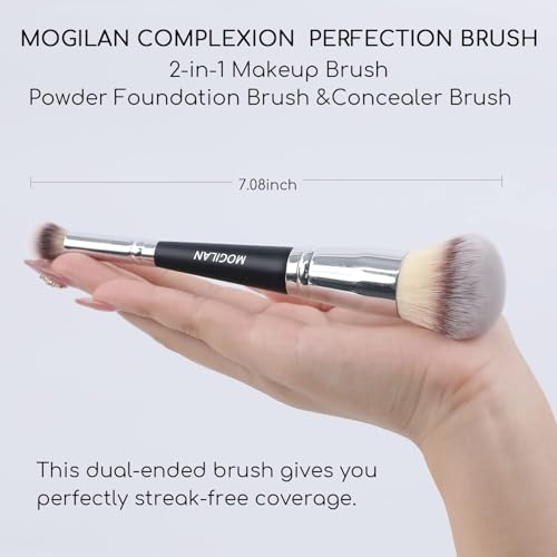 MOGILAN Foundation Brush for Liquid Makeup Double Ended Powder Foundation & Under Eye Concealer Brush for Flawless liquid ...