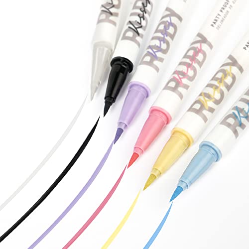 Ruby Kisses Party Proof Eyeliner, Pastel Colors Premium Felt-tip Waterproof Long-lasting Eyeliner (Snow White)