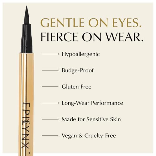 Liquid Eyeliner - Hypoallergenic Eyeliner with Fine Brush Tip, Long-Lasting Waterproof Eye Liner - Cruelty-Free, Vegan, Hy...