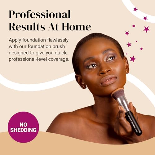 Large Flat Top Kabuki Foundation Brush by Keshima - Premium Makeup Brush for Liquid, Cream, and Powder - Buffing, Blendin...