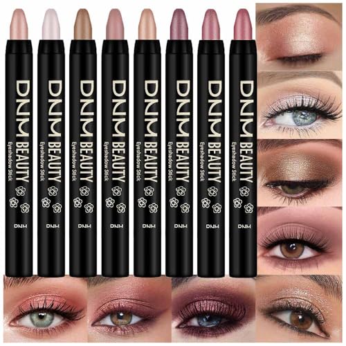 Kaely 8Pcs Cream Eye Shadow Sticks Set, Matte Shimmer Eyeliner Pencil Eyeshadow Palette Makeup, Eye Highlighter Brightener...