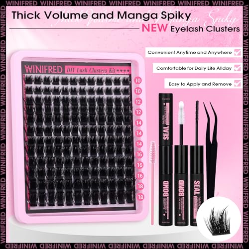 Winifred Lash Clusters Kit Fluffy Lash Extension Kit Fairy Wispy Eyelash Clusters Thick Volume Cluster Eyelash Extensions ...
