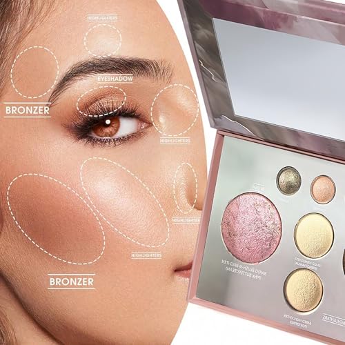 K'APEINE All in One Baked Makeup Palette, Dark Brown Eyeshadow, Blush Highlighter & Bronzer Face Kit Neutral Baked Powder ...