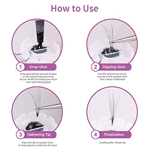 Teenitor 200 Pack Eyelashes Extension Volume Lashes Fan Blossom Cups, Glue Holder and Lash Organizer Supplies Tools