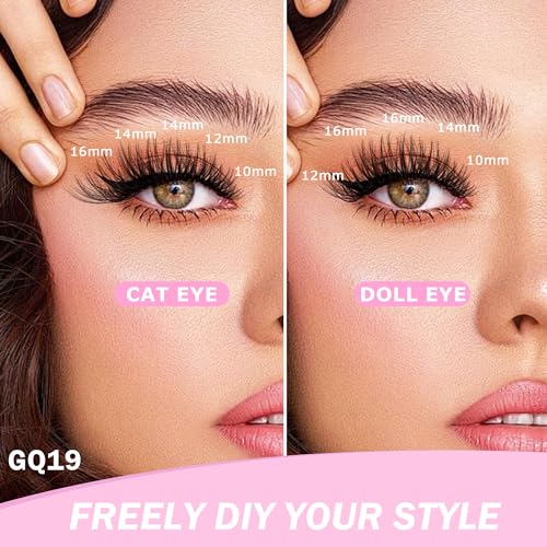 GAQQI Lash Clusters Kit, DIY Lash Extension Kit 120PCS Cluster Lashes C Curl, Wispy Eyelash Clusters 10-16MM with Lash Bon...