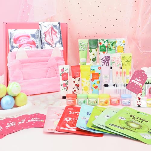 132 PCS Spa Party Supplies, Spa Party Favors Include Face Masks Skincare, Hand Cream, Lip Balm, Under Eye Patches, Lip Mas...