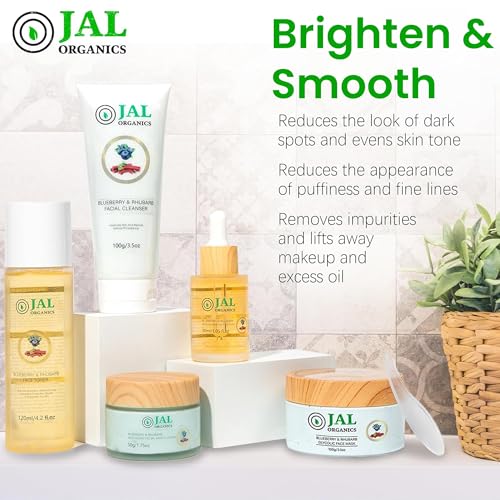 5 in 1 Blueberry & Rhubarb Korean Skin Care Set, Face Moisturizer, Glycolic Clay Face Mask, Serum, Cleanser & Toner for Al...